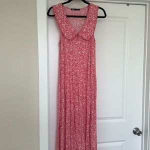 Zara Midi Red Floral Print Dress